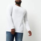 River Island Mens Big And Tall White Long Sleeve T-shirt