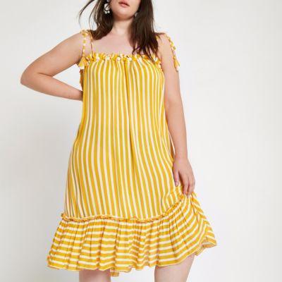 River Island Womens Plus Stripe Pom Pom Beach Dress