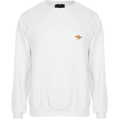 River Island Mens White Wasp Crew Neck Sweatshirt