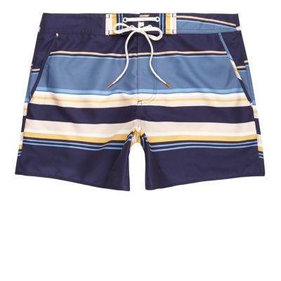 River Island Mens Multi Stripe Swim Trunks