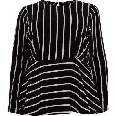 River Island Womens Plus Stripe Waisted Long Sleeve Top