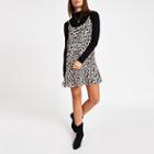River Island Womens Leopard Print Frill Hem Slip Dress