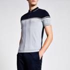 River Island Mens Blocked Muscle Fit Knitted Polo Shirt