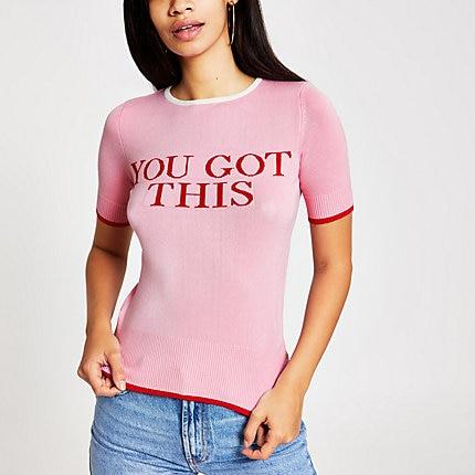 River Island Womens 'you Got This' Knitted Top