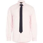 River Island Mens Poplin Shirt With Navy Spotted Tie