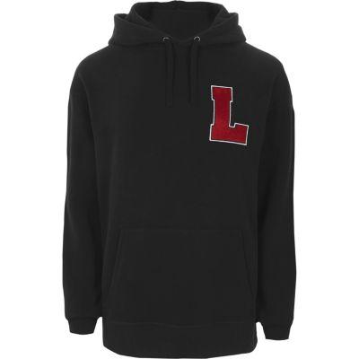 River Island Mens 'l' Chest Applique Oversized Hoodie