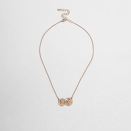 River Island Womens Gold Colour Double Coin Necklace