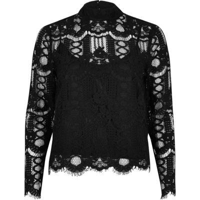 River Island Womens High Neck Lace Blouse