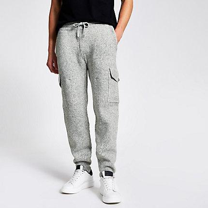 River Island Mens Ribbed Joggers