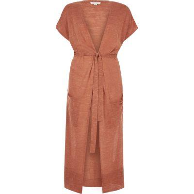 River Island Womens Rust Linen Cardigan