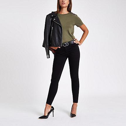 River Island Womens Embellished Shoulder T-shirt