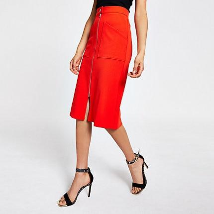 River Island Womens Zip Front Pencil Skirt