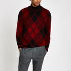 River Island Mens Argyle Slim Fit Crew Neck Jumper
