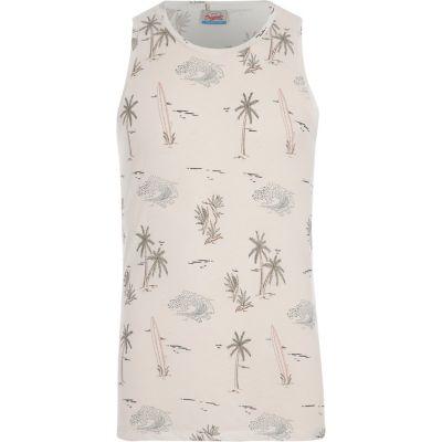 River Island Mens White Jack And Jones Surf Printk Top