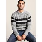 River Island Mens Cable Knit Block Stripe Knit Sweater