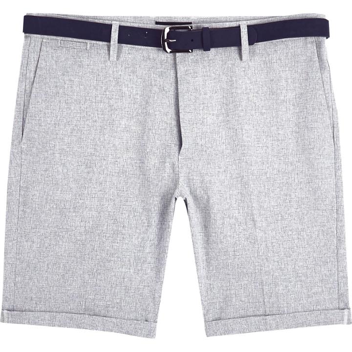 River Island Mensnavy Woven Belted Slim Shorts