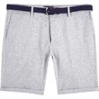 River Island Mensnavy Woven Belted Slim Shorts