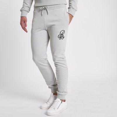 River Island Mens Slim Fit R95 Embroidered Joggers