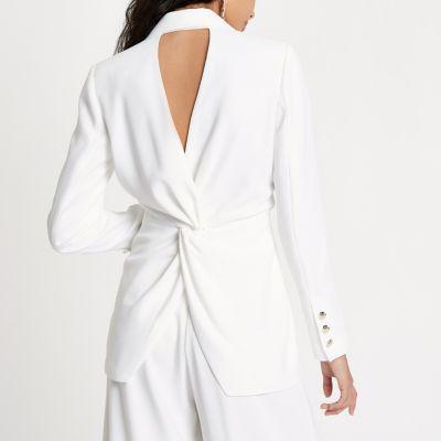 River Island Womens White Fitted Twist Back Blazer