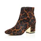 River Island Womens Leopard Print Block Heel Boots