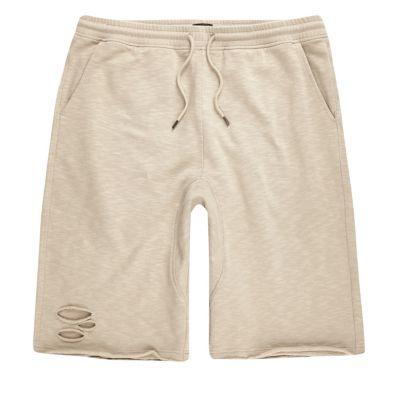 River Island Mens Slub Ripped Shorts