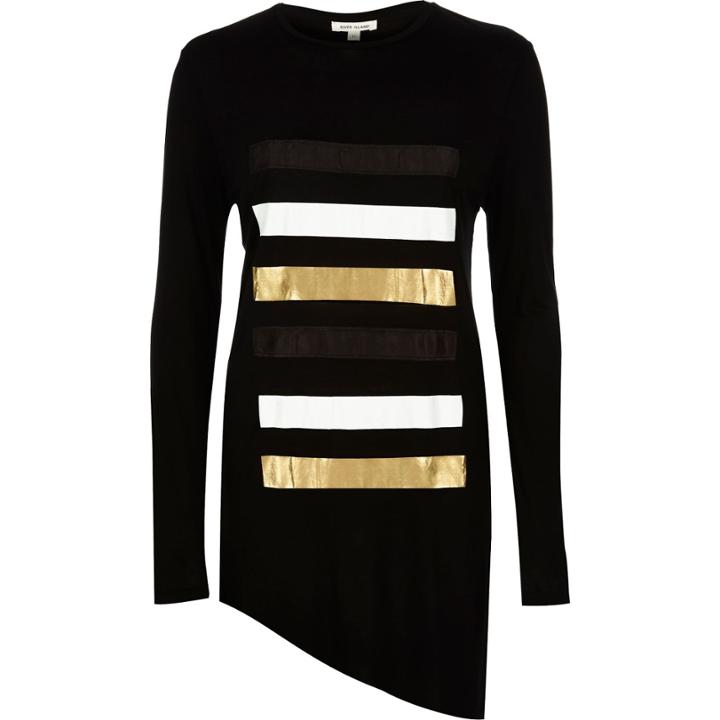 River Island Womens Metallic Print Asymmetric Top