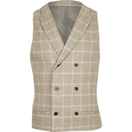 River Island Mens Check Print Slim Fit Waistcoat