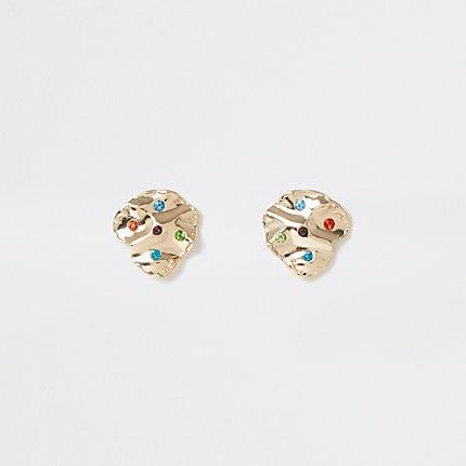 River Island Womens Gold Colour Multicolour Gem Stud Earrings