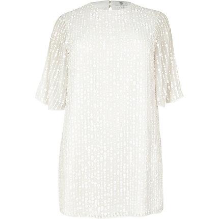 River Island Womens Plus White Sequin Swing Dress