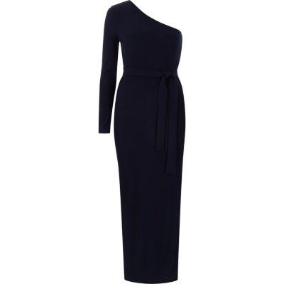 River Island Womens Rib One Shoulder Tie Waist Maxi Dress