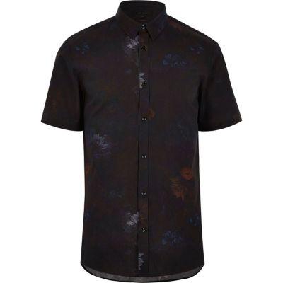 River Island Mens Waterlily Print Slim Fit Shirt