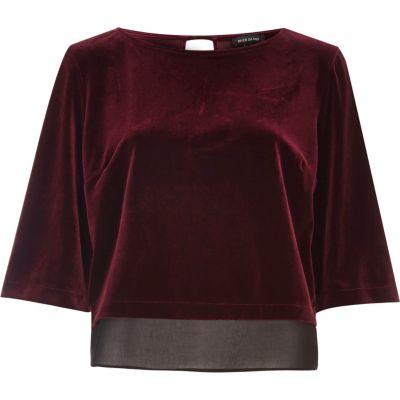 River Island Womens Velvet Chiffon Hem Top