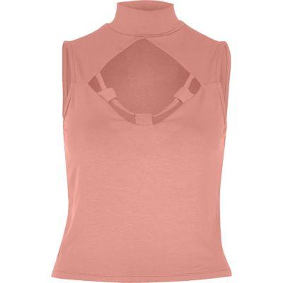 River Island Womens Turtleneck Cut-out Crop Top
