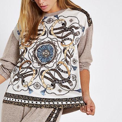 River Island Womens Baroque Print Long Sleeve Top