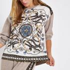 River Island Womens Baroque Print Long Sleeve Top