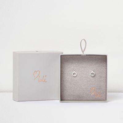 River Island Womens Love Luli Silver-plated Drop Stud Earrings