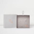 River Island Womens Love Luli Silver-plated Drop Stud Earrings