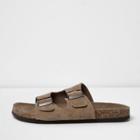 River Island Mens Double Buckle Strap Suede Sandals