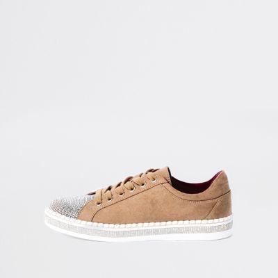 River Island Womens Glitter Lace-up Sneakers
