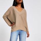 River Island Womens Petite Rib Knitted V Neck Jumper