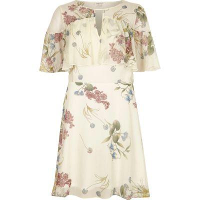 River Island Womens Floral Print Frill Sleeve Dress