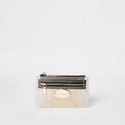 River Island Womens Gold Perspex Mini Zip Around Pouch