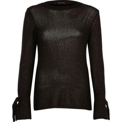 River Island Womens Tie Cuff Textured Knit Top