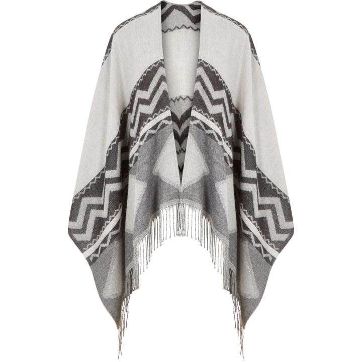 River Island Mensblack Geometric Tasselled Cape