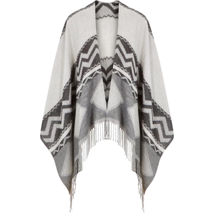 River Island Mensblack Geometric Tasselled Cape