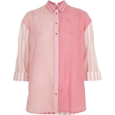 River Island Womens Mixed Stripe Print Tie Back Shirt