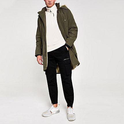 River Island Mens Faux Fur Hood Borg Lined Parka