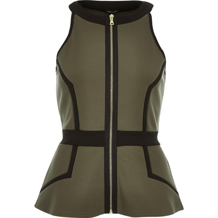 River Island Womens Zip-up Peplum Top