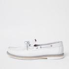 River Island Mens White Leather Boat Shoes