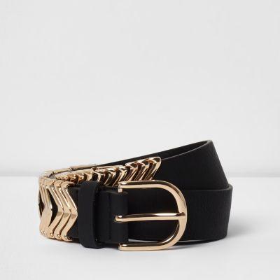 River Island Womens Wavy Keeper Gold Tone Buckle Belt